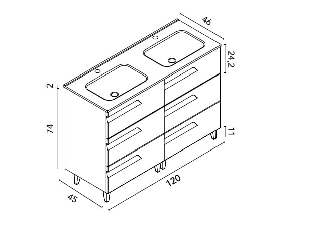 Conjunto mueble de baño Vitale Royo croquis 10
