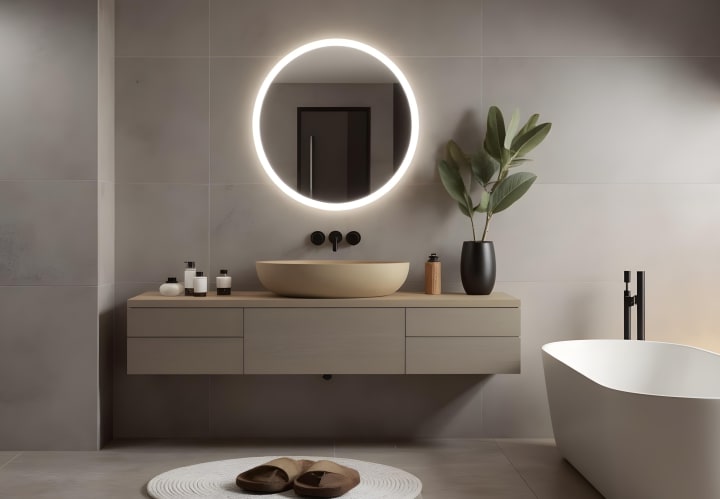 Espejo de baño con luz LED Moon Bruntec ambiente 2