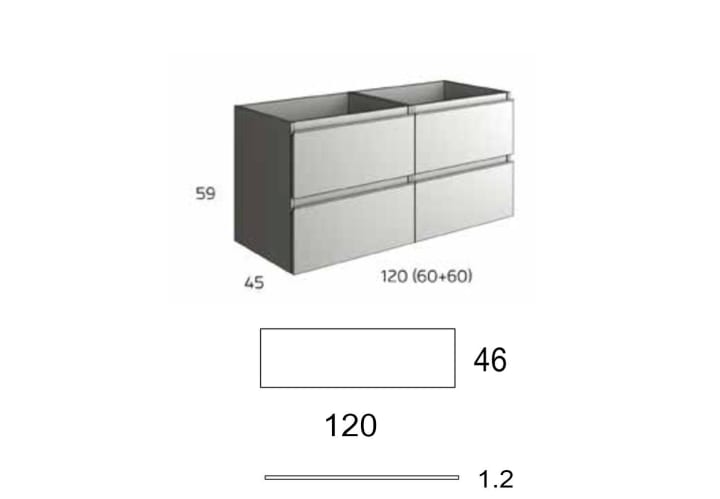 Mueble de baño con encimera de madera Roma Bruntec croquis 8