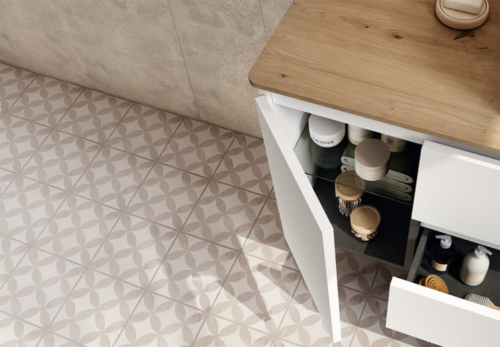 Mueble de baño con encimera de madera Hidrofuga roble costa Box Viso detalle 2
