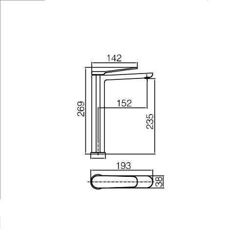 Grifo de lavabo Dinamarca Imex croquis 7
