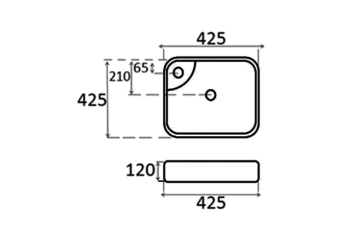 Lavabo sobre encimera Sil Bruntec croquis 2