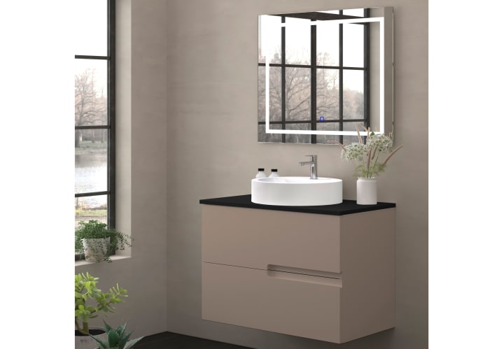Mueble de baño con encimera piedra compactada negra Lia Bruntec colores principal 4