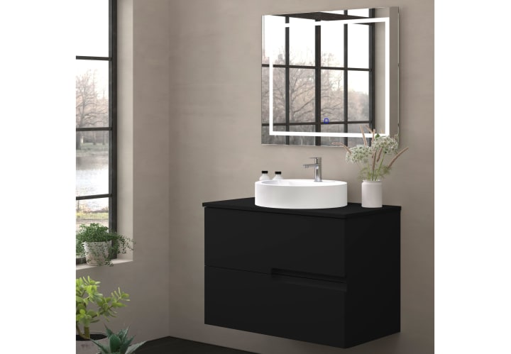 Mueble de baño con encimera piedra compactada negra Lia Bruntec colores principal 2