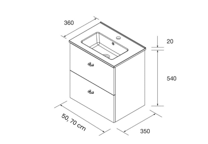 Conjunto mueble de baño fondo reducido 35cm Inara Salgar croquis 5