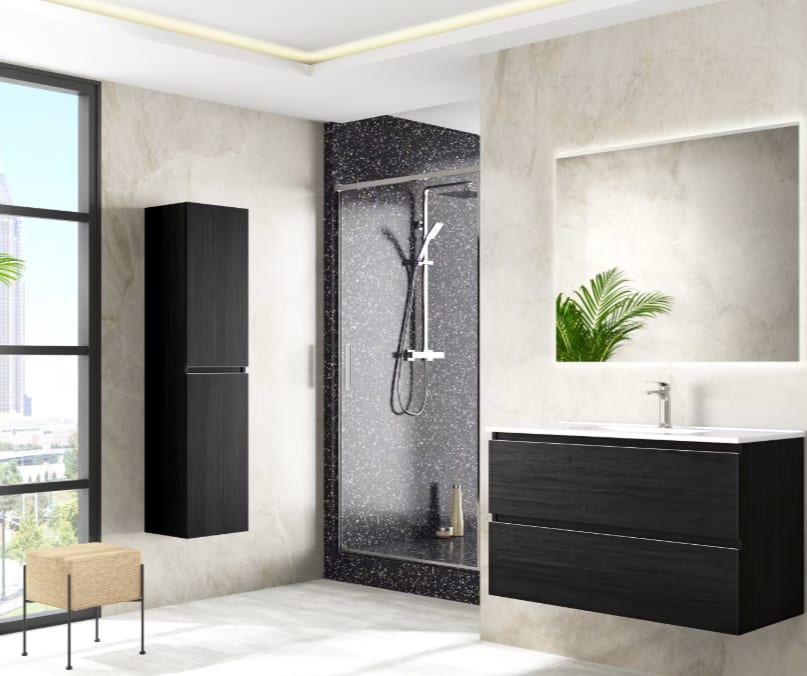 Cómo decorar un baño blanco y negro de tendencia
