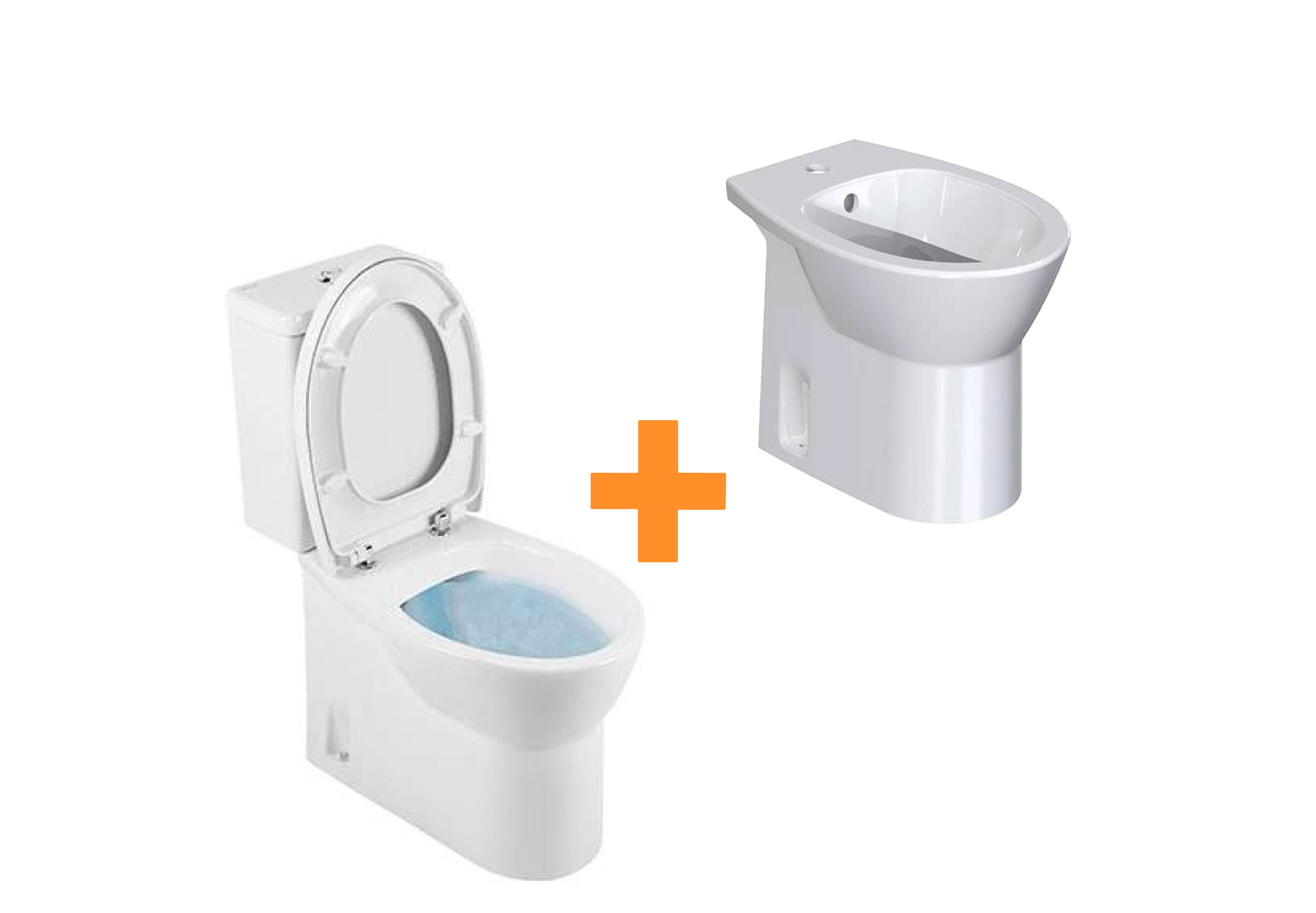Pack inodoro Al suelo Rimflush+ bidé Easy Unisan Sanindusa