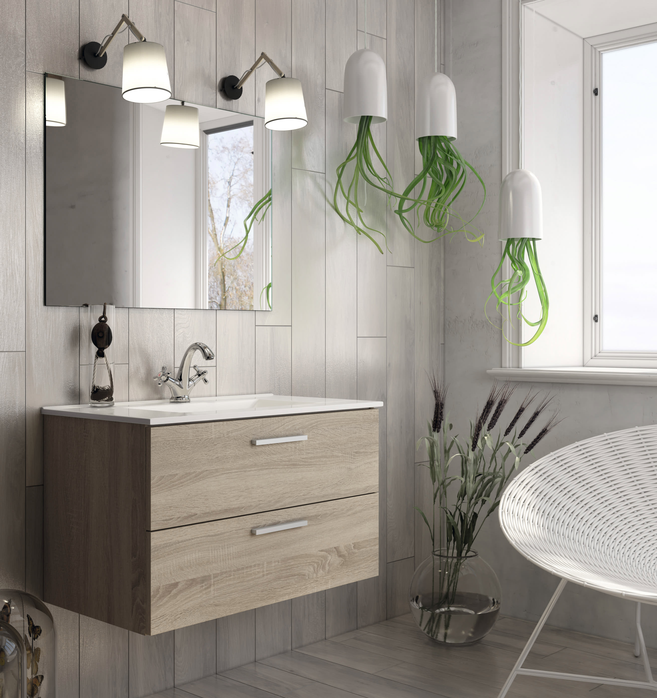 Conjunto mueble de baño Ibiza suspendido cajones Bruntec