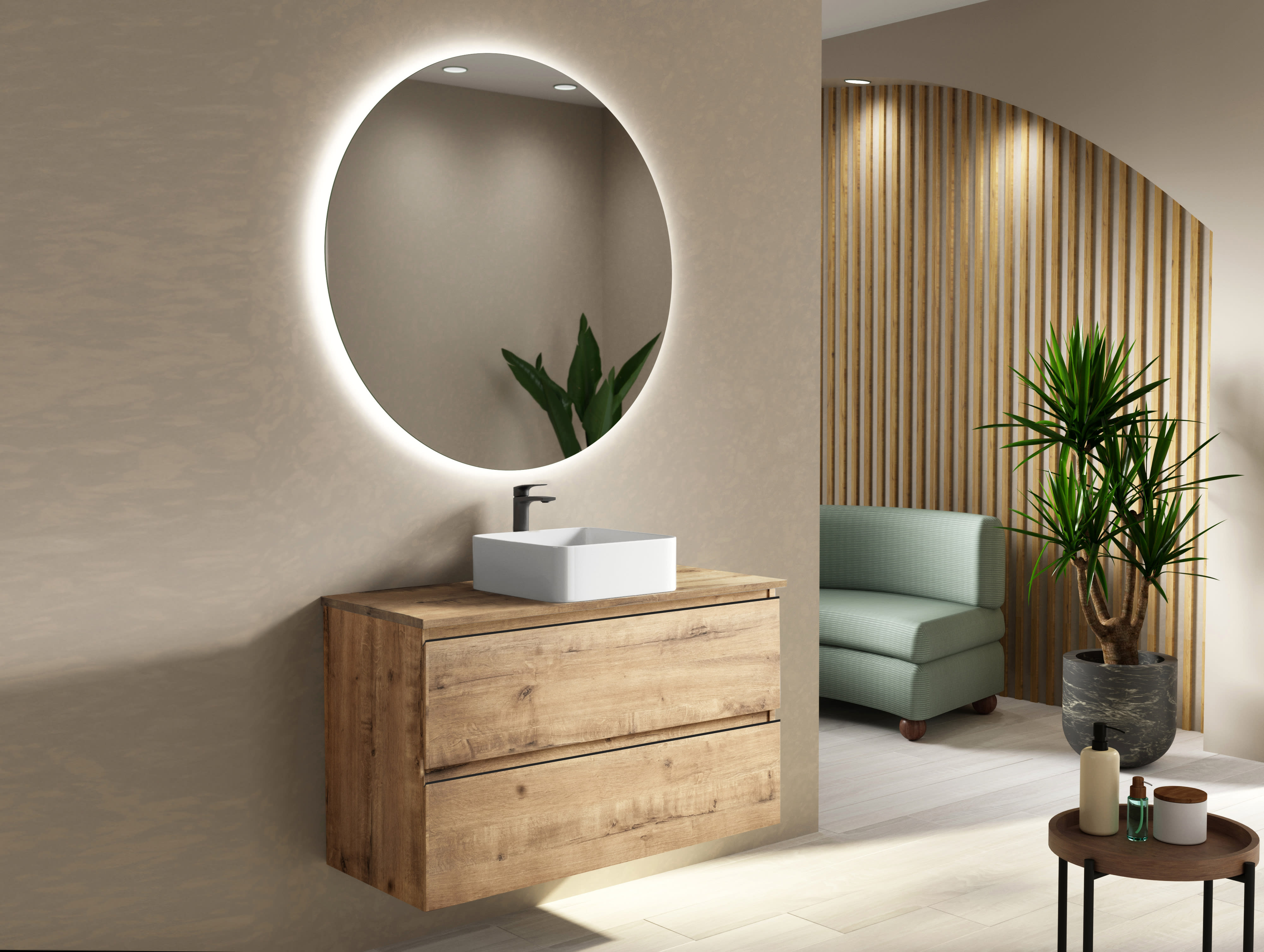 Mueble baño modelo GRANADA 60cm CON PATAS lavabo SOBRE ENCIMERA diseño y  calidad sólo en ASEALIA.