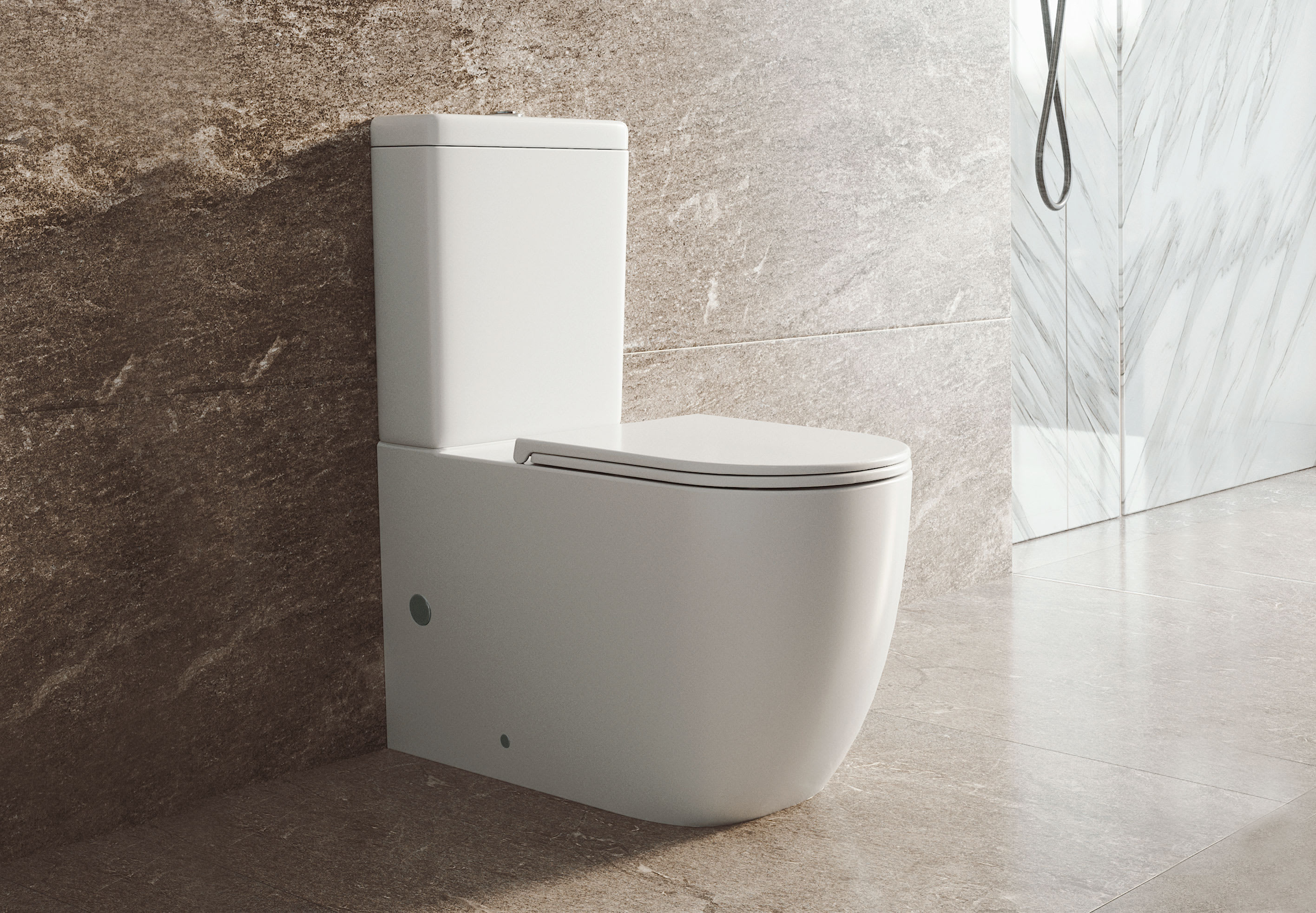 Inodoro compacto Roundy Bruntec tornado tapa amortiguada / Decorabaño