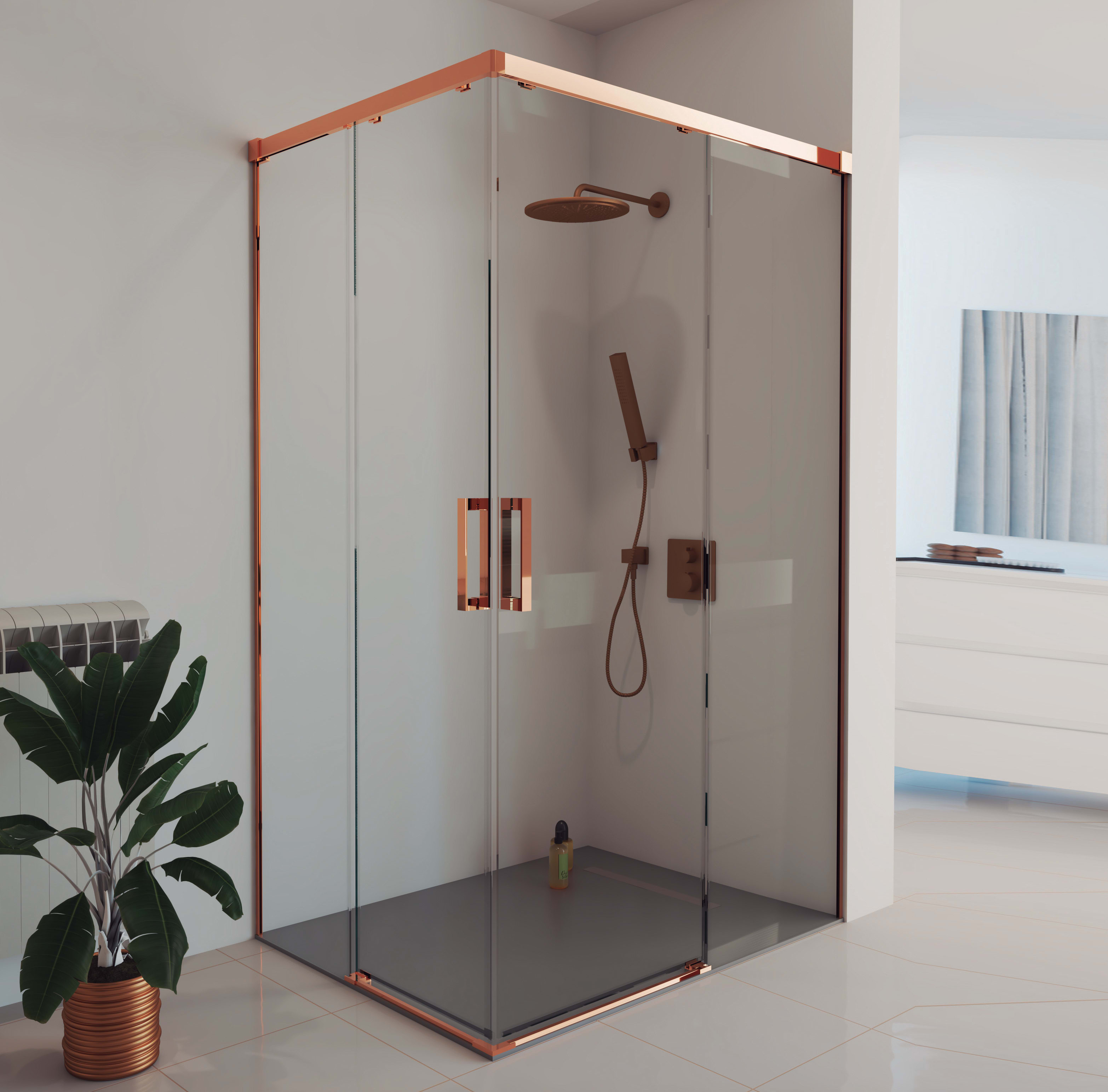 Mampara de ducha cuadrada 70x70 cm altura 180 cm con puertas batientes -  vidrio trasnsparente
