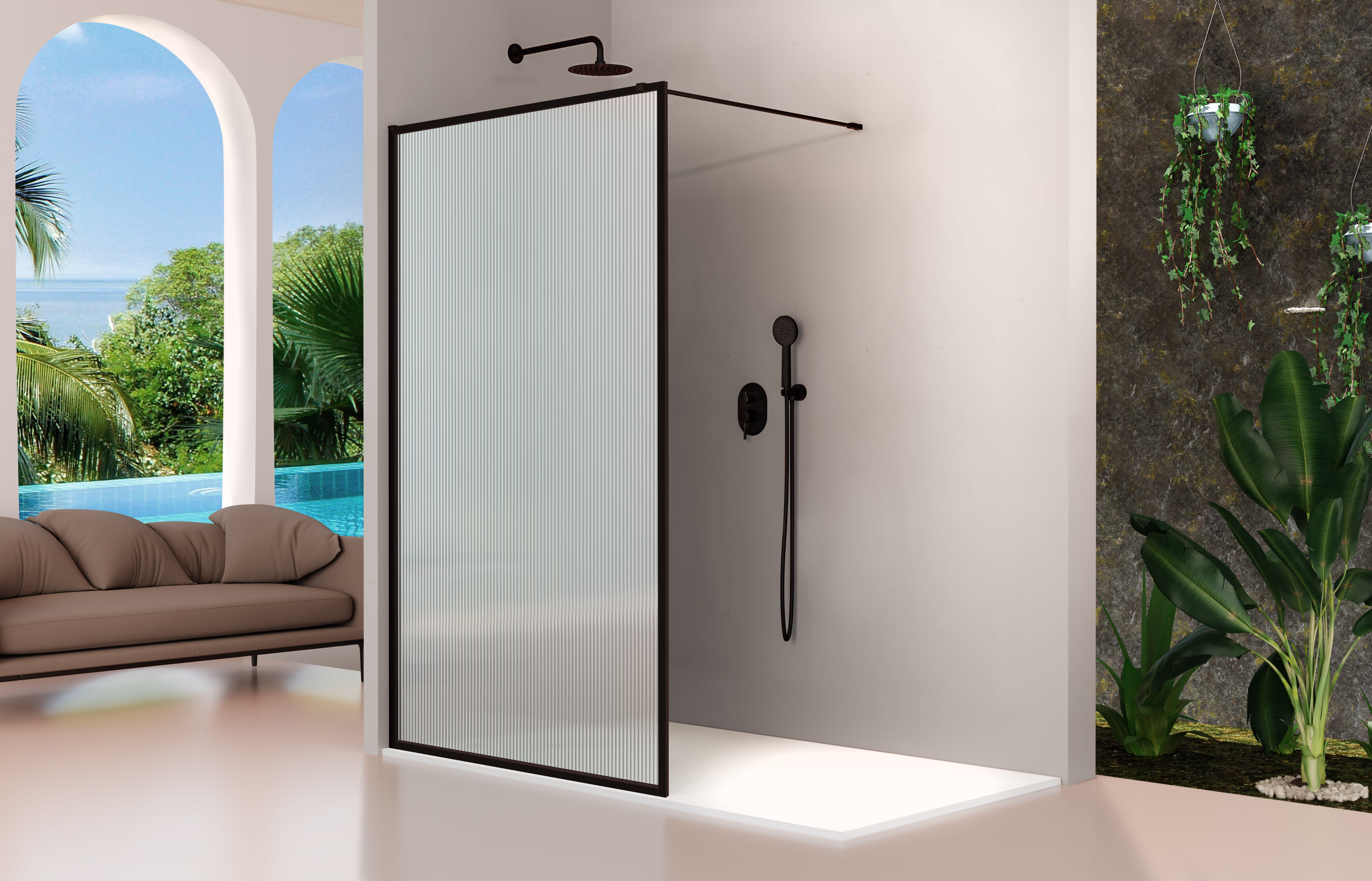 ➤ Mampara de ducha fija más abatible ➤ serie fresh modelo FR423