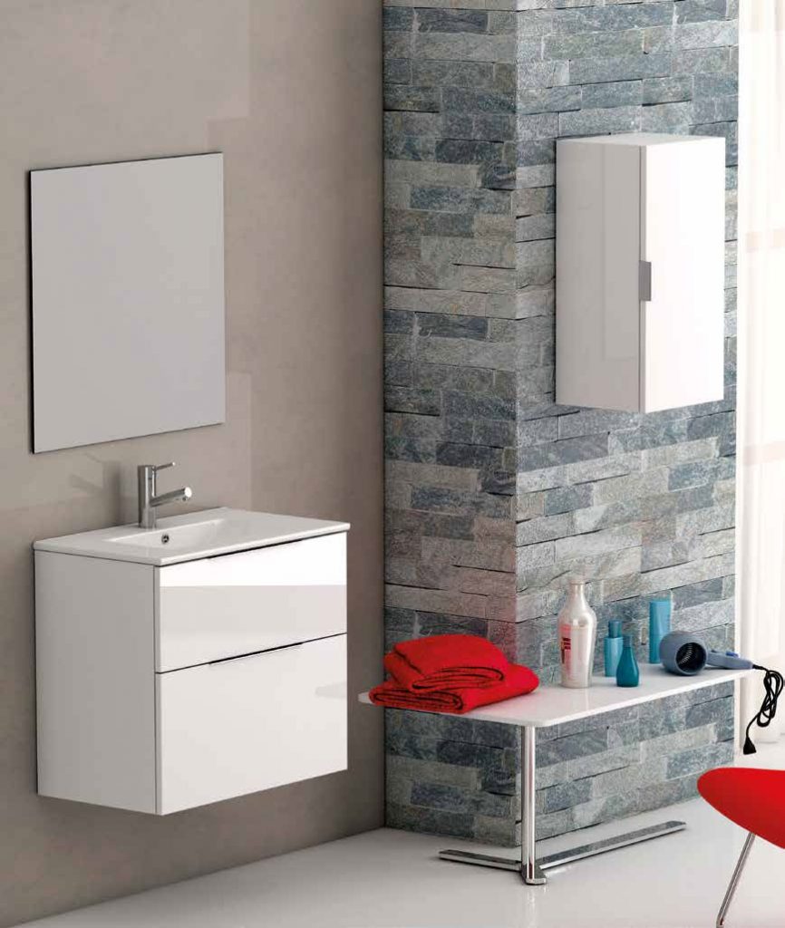 Mueble de baño blanco moderno y suspendido 