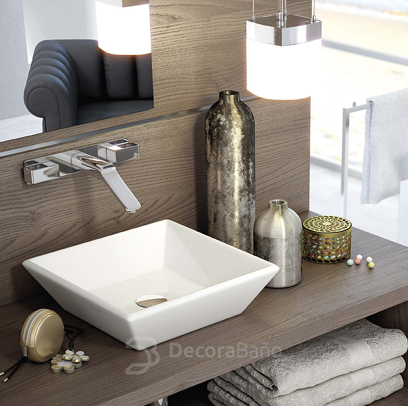 Lavabo pequeño sobre encimera de cerámica